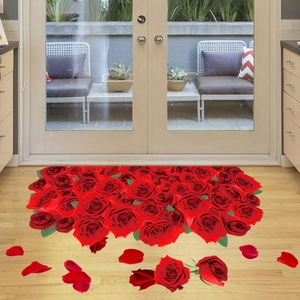 3D realistic red rose wall and floor stickers for hotel and living room decoration
