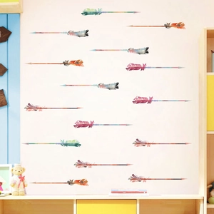 Colorful bohemian feather arrow wall stickers set for creative kids bedroom decoration