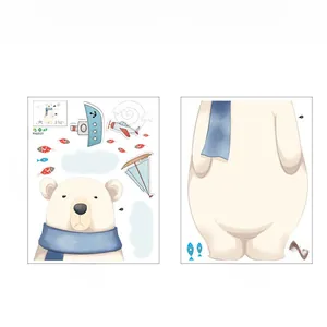 Detailed layout showing cartoon polar bear wall decals with size 60x45cm dimensions