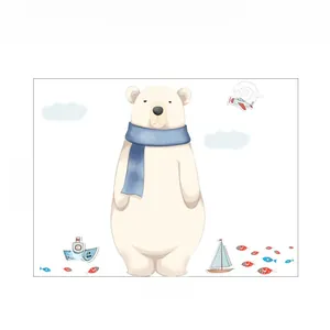 Detail showing cartoon polar bear and boat wall decals with dimensions 115cm by 87.5cm