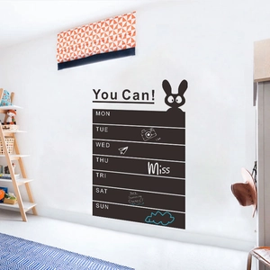 Inspirational 'You Can' weekly planner blackboard wall sticker with cute cartoon rabbit