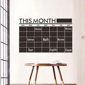 Matte black monthly planner chalkboard wall sticker for office and home schedule management