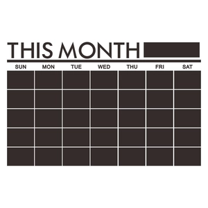 Detail view of monthly planner wall sticker with THIS MONTH title and grid layout