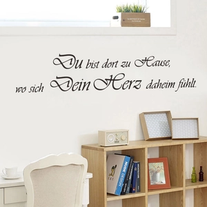German inspirational wall sticker for home decor with elegant black cursive quote lettering