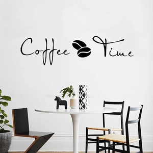 Minimalist black Coffee Time vinyl wall decal for modern cafe kitchen and dining room decor