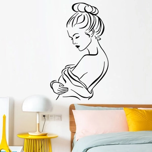 Minimalist female profile line art wall sticker for modern bedroom wall decor