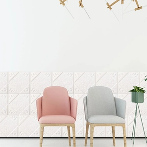 White 3D brick wall panel with geometric diamond pattern for interior home decoration