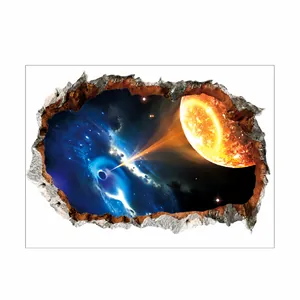Detailed view of 3D space black hole wall sticker with 56cm x 38cm dimensions