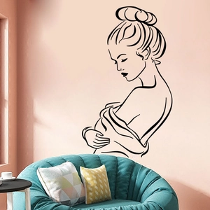 Minimalist black line art wall sticker featuring a profile of a woman for bedroom decor