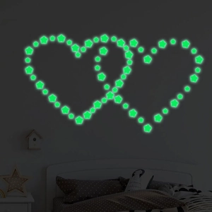 Luminous star wall stickers in a glowing double heart shape for dark bedroom decor