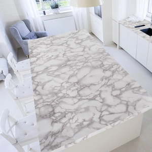 Self-adhesive white marble texture wallpaper for kitchen countertops and furniture renovation