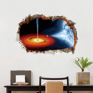 Adesivo da parete 3D buco nero dell'universo con effetto muro rotto decorativo