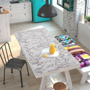 Waterproof white marble texture self-adhesive wallpaper for furniture renovation decor