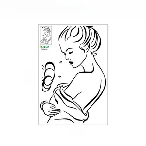 Detail view of female profile wall sticker with 40x60cm dimensions and minimalist black lines