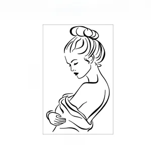 Minimalist portrait wall sticker showing female back line art dimensions 37x61.5cm