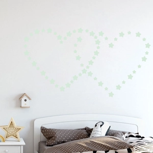 Luminous star wall stickers in glowing green heart pattern for kids bedroom decor