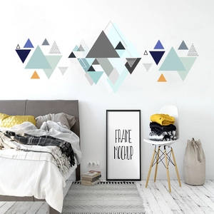 Nordic Geometric Triangle Wall Stickers PVC Removable Abstract Mountain Peak Design Inkjet Printing Wall Murals For Home Decor