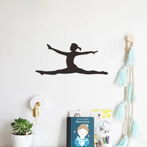 Artistic black silhouette wall sticker of a ballet girl leaping for room decor