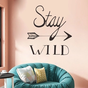 Stay Wild wall decal with artistic lettering and arrow for creative home decor