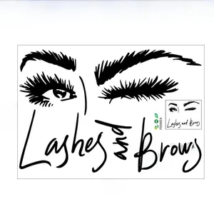 Detailed wall sticker layout with long eyelashes and brows design, 40cm by 60cm size