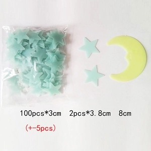 Glow in the dark wall sticker set with 100 stars and a moon for kids bedroom decoration
