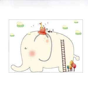 Cartoon elephant and giraffe wall decal for children's room, dimensions 92cm x 66.5cm