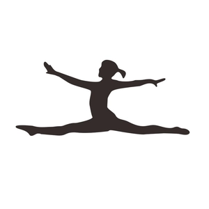 Detail of black gymnast silhouette wall sticker showing a leaping female athlete