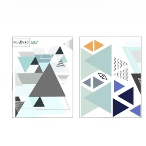 Macro layout of 60x45cm geometric triangle wall stickers in Morandi blue and orange