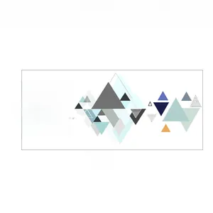 Detailed dimension guide for geometric triangle wall stickers measuring 150cm by 60cm