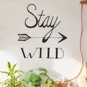 Stay Wild Arrow PVC Wall Sticker Removable Black Vinyl Wall Decal For Living Room Bedroom Art DIY Home Decoration
