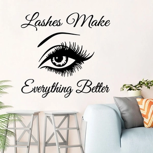Muursticker Lashes Make Everything Better voor schoonheidssalon en huisdecoratie