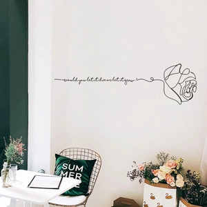 Minimalist black rose wall sticker with inspirational English quote for home decor