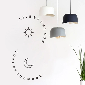 Minimalist sun and moon wall stickers with LIVE BY THE SUN LOVE BY THE MOON quotes