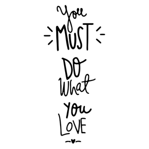 Macro shot of Do What You Love black letter wall decal with heart minimalist design