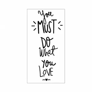 Detail showing 'DO WHAT YOU LOVE' wall decal dimensions of 102cm by 45cm size
