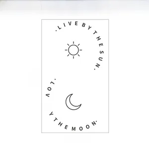 Detail view of sun and moon wall sticker with dimensions 53cm by 28.5cm for wall decor