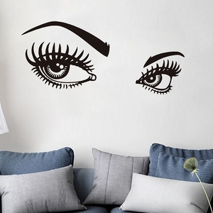 Autocollant Mural Yeux Sexy Cils Sourcils Moderne PVC Vinyle Amovible Décalcomanie d'Art pour Chambre Salon Décoration Maison
