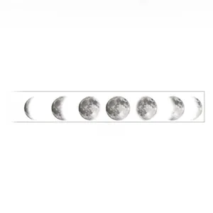 Moon phase cycle wall stickers with 128cm width showing 7 realistic lunar stages