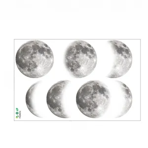 Detailed PVC layout of lunar phase wall stickers showing moon cycles in 60x40cm size