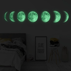 Luminous Moon Phase Wall Stickers Lunar Cycle Decor For Bedroom Living Room PVC Art Decal Home Decoration