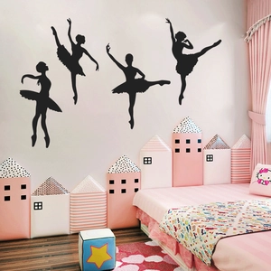 Creative ballet dancer silhouette wall stickers for elegant girls' bedroom decoration