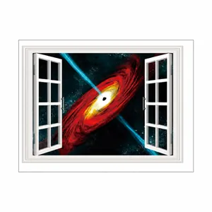 Detail view of 3D galaxy wall sticker with 60x40cm dimensions and outer space nebula