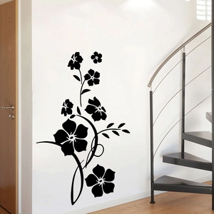 Minimalist black floral wall stickers with elegant vine silhouettes for home decoration