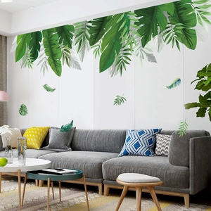 Stickers muraux tropicaux feuilles de bananier pour déco salon et chambre moderne