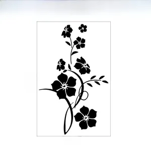 Detailed view of black floral wall sticker with vine pattern and 40x64cm dimensions
