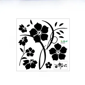 Detailed 40x40cm layout of black floral PVC wall stickers with FX1509 model vines