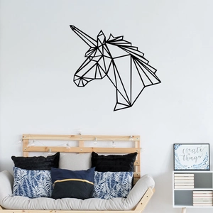 Modern black geometric unicorn wall decal for minimalist bedroom wall decoration