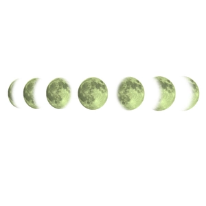 Luminous moon phase wall stickers set with seven detailed phases on a white background