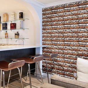 3D vintage red brick and stone self-adhesive wallpaper for industrial interior decor