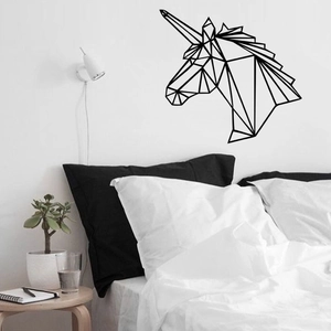 Geometric unicorn wall sticker with minimalist low poly design for modern bedroom decor